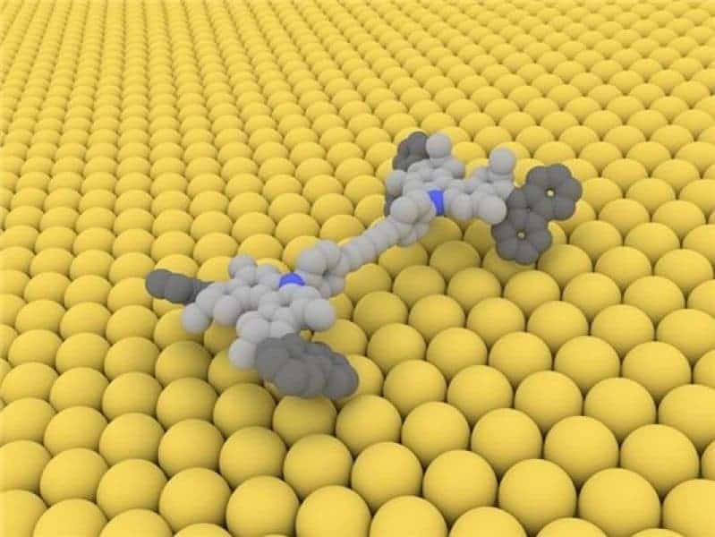 A model of a single-molecule car that can advance across a copper surface whenelectronically excited by an STM tip.
Credit: Courtesy of Ben Feringa