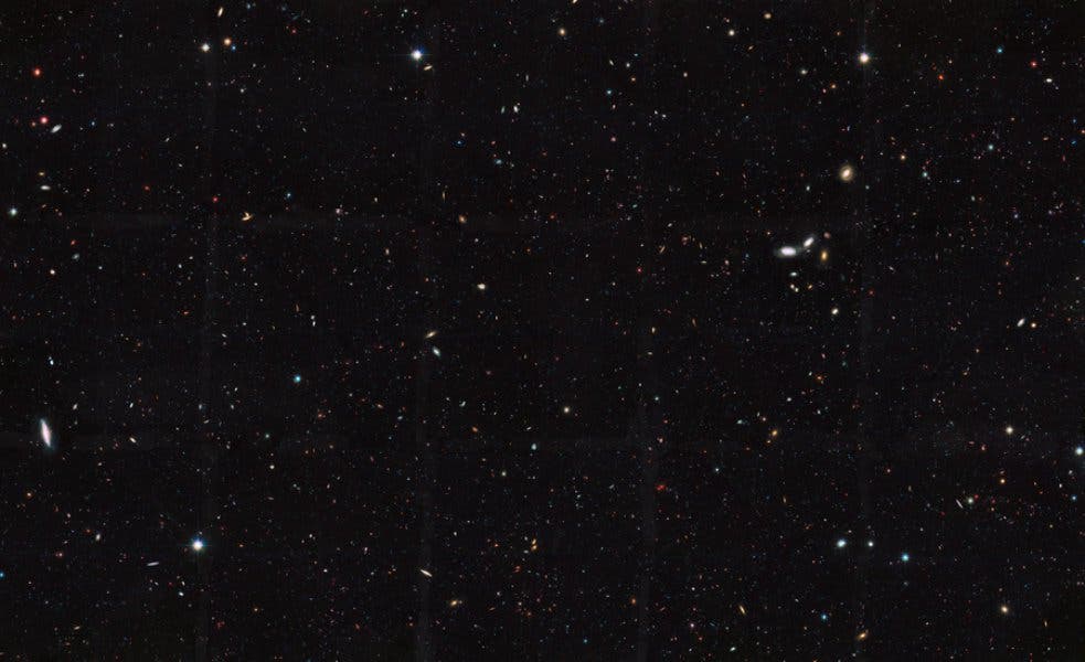 A patch of the sky captured by the Hubble Space Telescope shows thousands of galaxies stretched over billions of light years. Only 10 percent of galaxies are observable with telescopes, according to the Great Observatories Origins Deep Survey (GOODS).