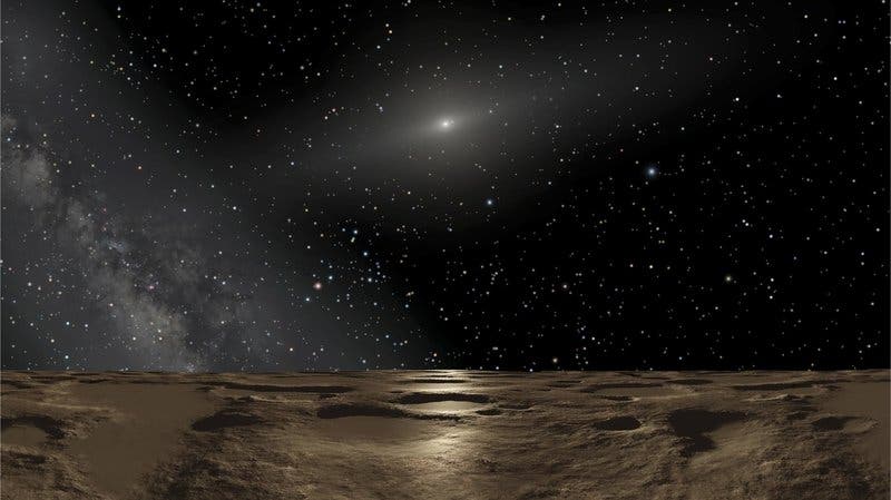 An artist's conception of the view from the dwarf planet Sedna. David Gerdes of the University of Michigan says the surface of 2014 UZ224 would look much the same.
NASA, ESA and Adolf Schaller