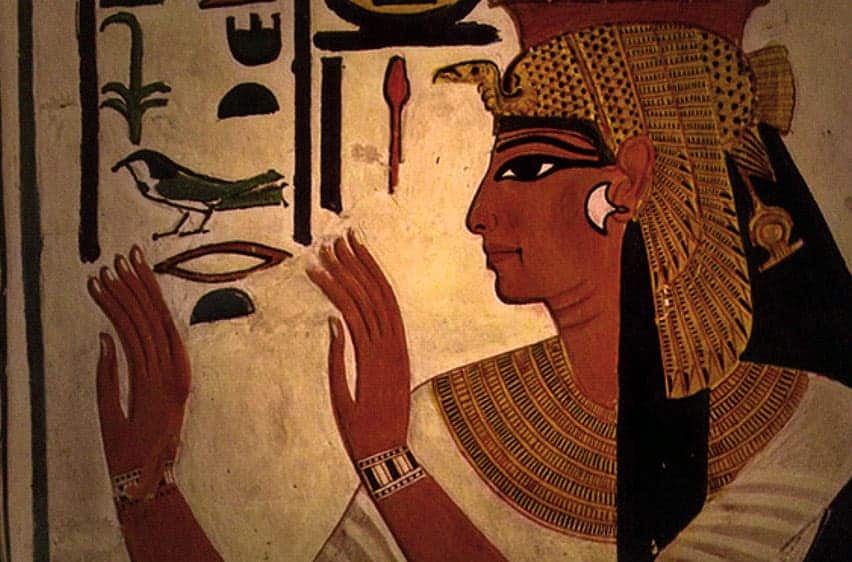 During the nineteenth Dynasty a queen by the name of Nefertari was in power with Ramesses the Great. Pictured is a painting of Nefertari found in her tomb. Credit: Wikimedia Commons.