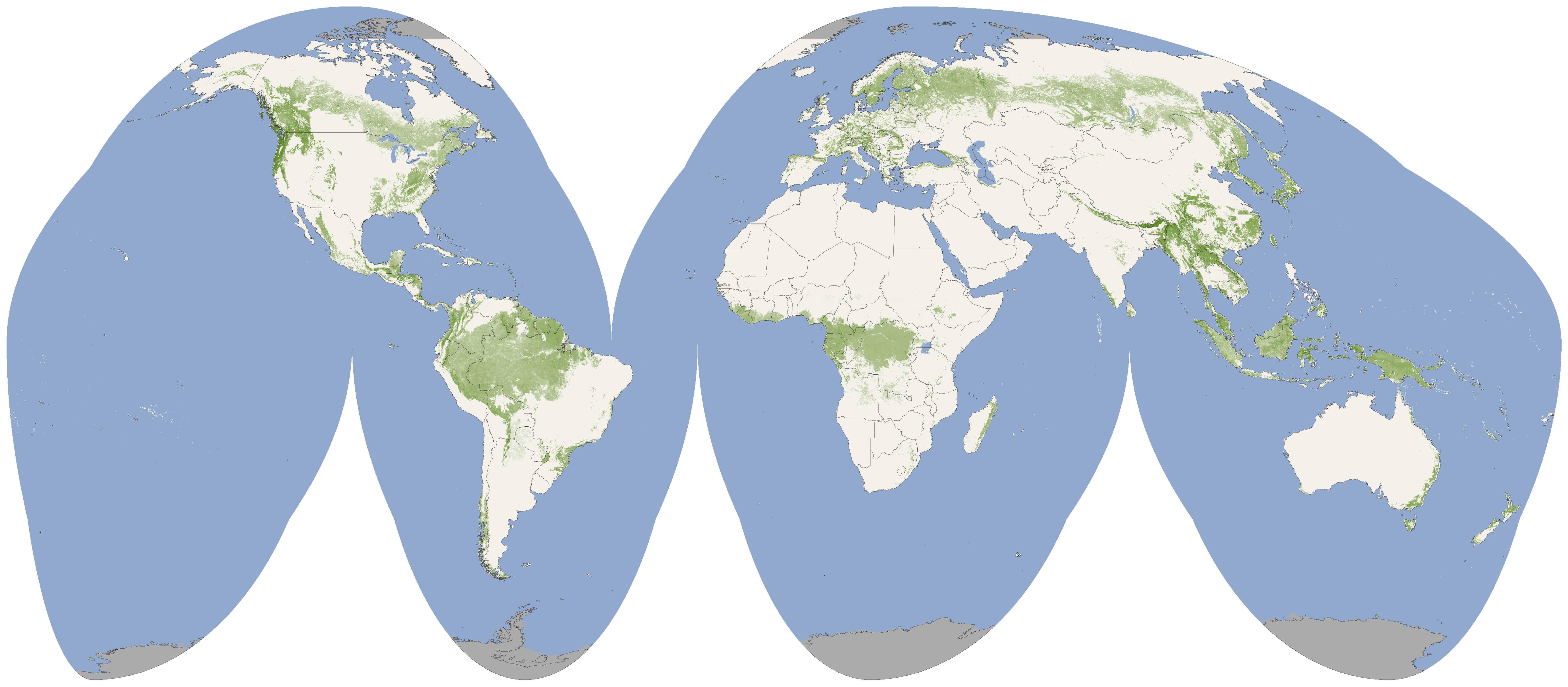 World forest cover. Image credits: NASA Earth Observatory