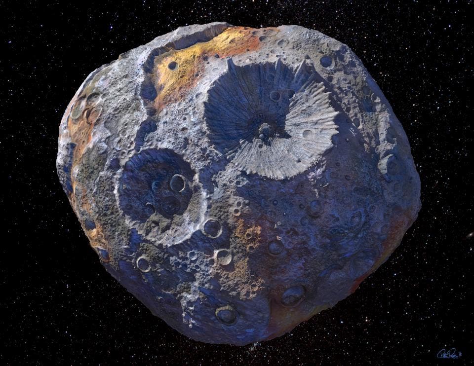 Representation of the Psyche asteroid. Image credits: Arizona State University