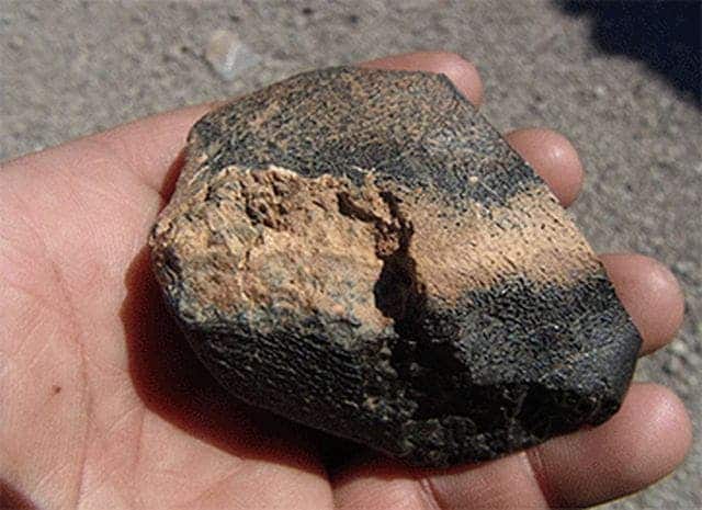 This Martian meteorite suggests volcanic activity on the Red Planet is at least two billions years old. Credit: University of Houston.