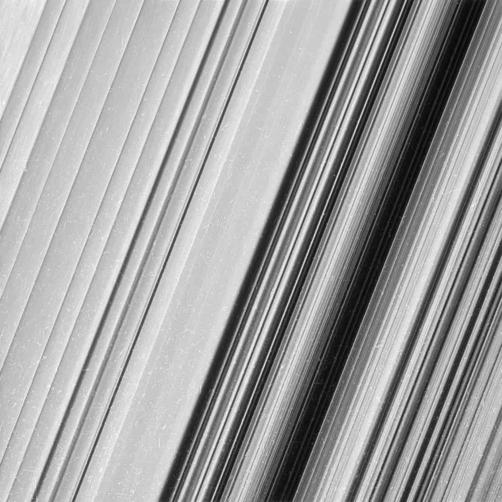 This image shows a region in Saturn's outer B ring. NASA's Cassini spacecraft viewed this area at a level of detail twice as high as it had ever been observed before. And from this view, it is clear that there are still finer details to uncover. Credit: NASA. 