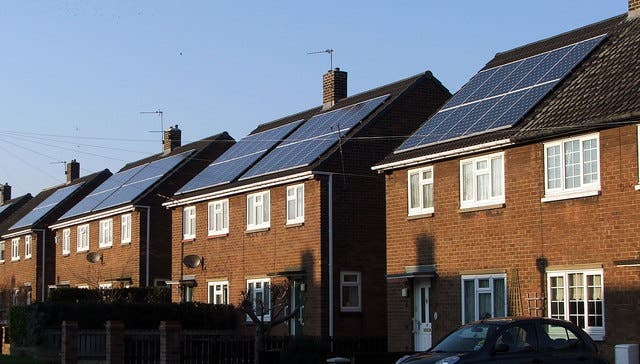 A row of houses sporting solar houses. Image credits: Christine Westerback.