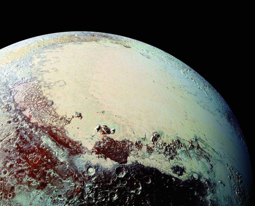 Pluto in hist frozen beauty, captured by the New Horizons craft.
Image credits NASA.