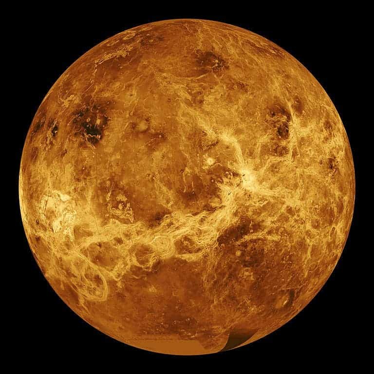 Computer-generated synthetic aperture radar mosaics of Venus from the first cycle of Magellan mapping.
Image credits NASA / JPL.