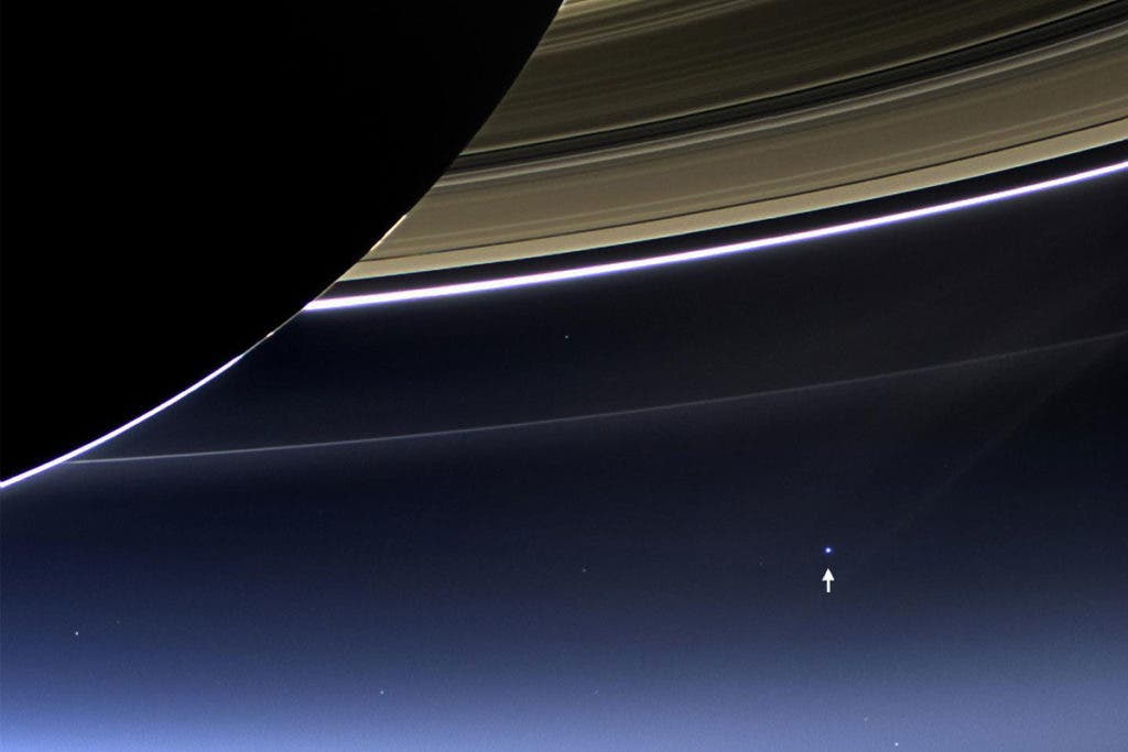 Yup, that's Earth as seen by Cassini from 1.44 billion kilometres away. Is this worth your tax dollar? YES! 