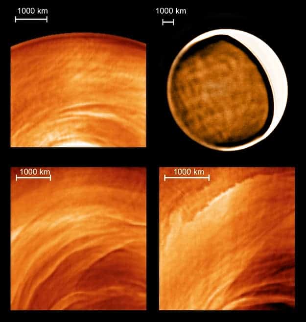 New types of cloud morphology on Venus. Credit: ESA, NASA, J. Peralta and R. Hueso