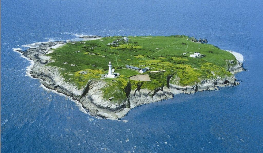 Aerial photo of Flat Holm island. Credit: Wikimedia Commons. 