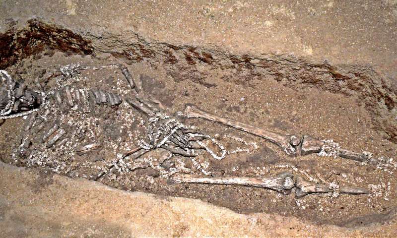 One of the burials from Sunghir, in Russia. Credit: University of Cambridge, UK.