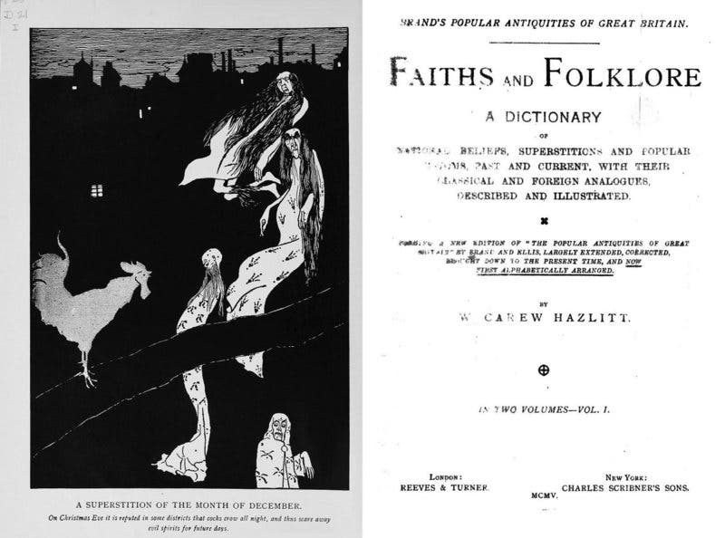 The frontispiece to Brand’s Faiths and folklore; a dictionary of national beliefs, superstitions and popular customs, which detailed the role of the sin eater. Image in public domain.