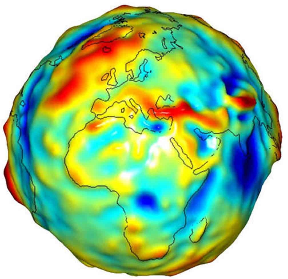 Believe it or not, this is what the Earths' gravitational field looks like. Image credits: NASA.