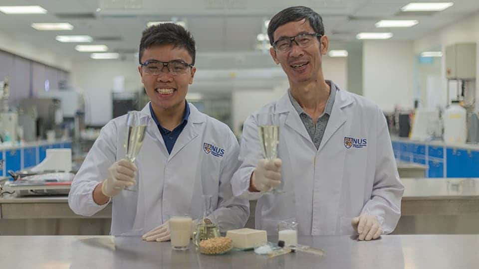 The researchers enjoying a celebratory 