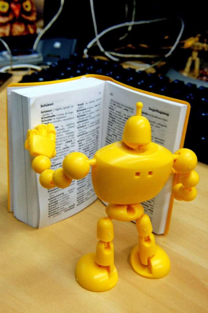 Robot reading.