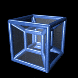 A 3-D representation of a 4-D hypercube.