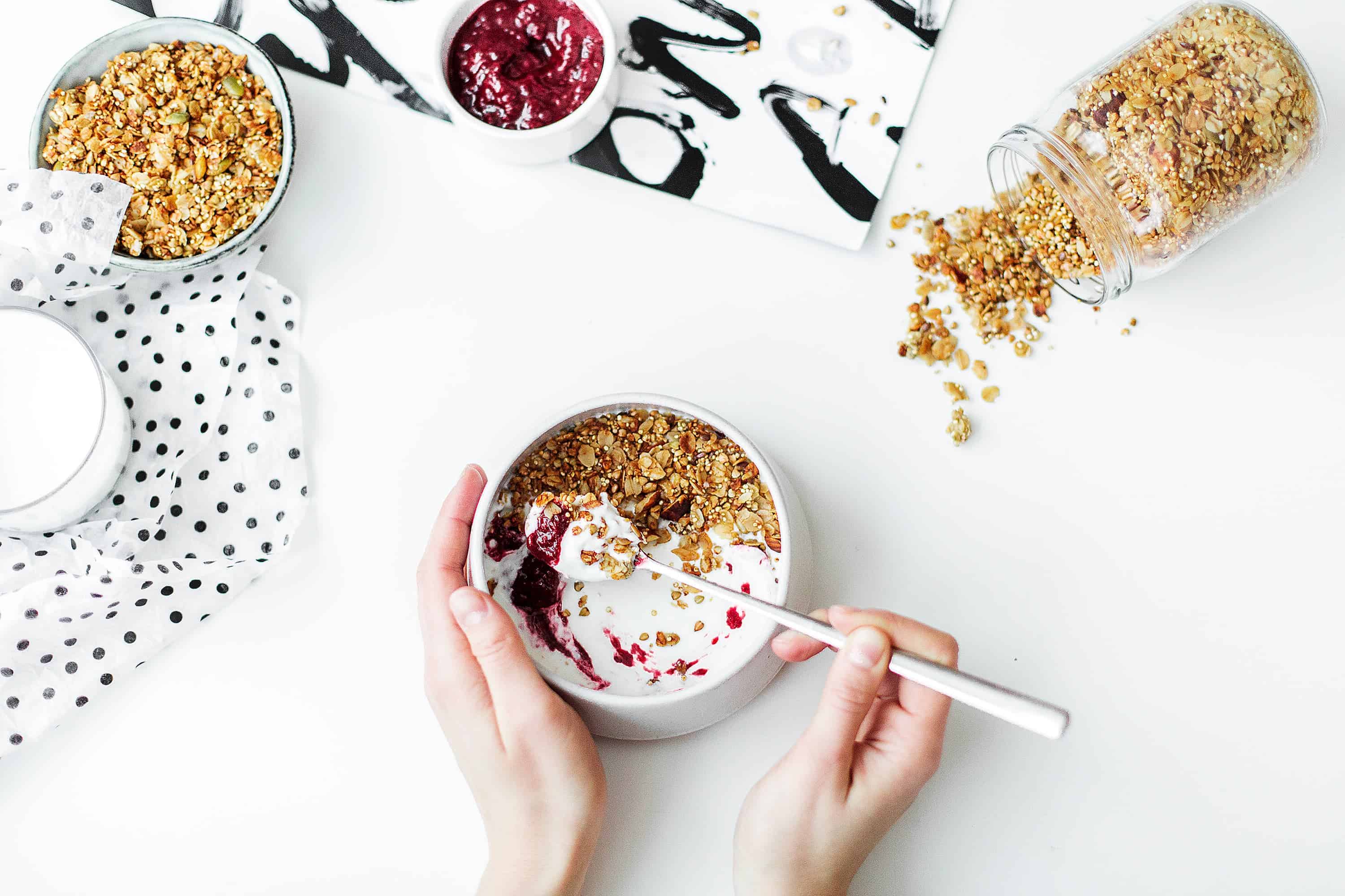 Whole grains, dairy, seeds and nuts represent healthy options from a DASH diet. via static pexels