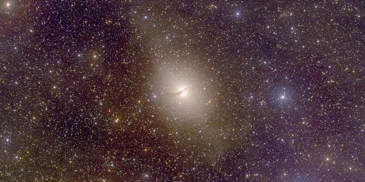 The galaxy Centaurus A, seen here centered. Credit: Christian Wolf & SkyMapper Team/Australian National University.