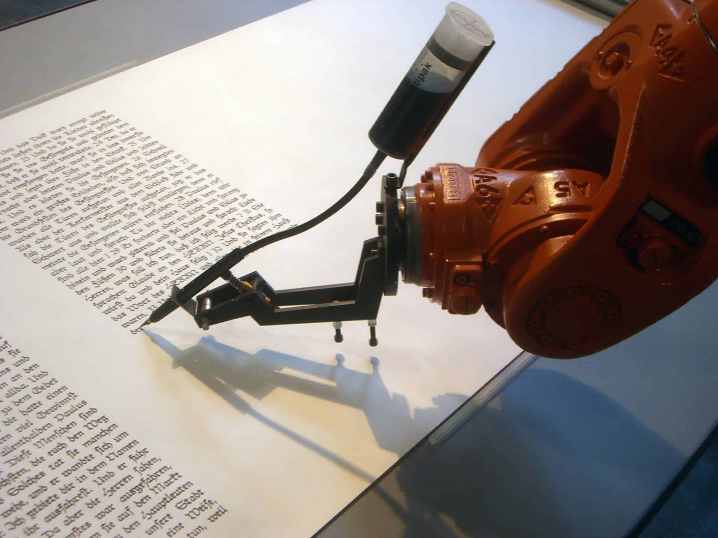 Could robots be taking over writing? Photo taken in the ZKM Medienmuseum, Karlsruhe, Germany.