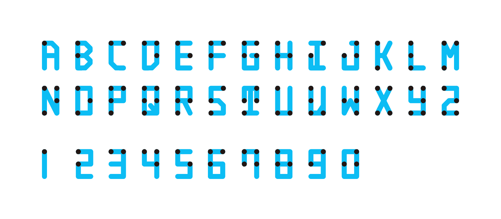 Braille neue standard alphabet.