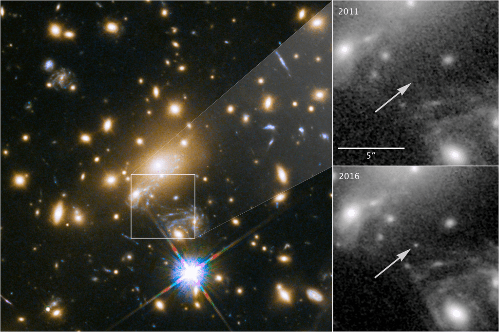 Image of Icarus (MACS J1149+2223 Lensed Star 1) 
Credit: NASA, ESA, and P. Kelly (University of Minnesota).