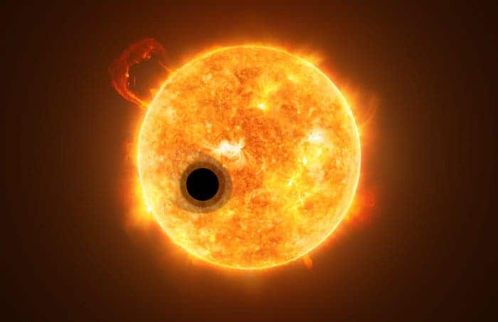 Using spectroscopy, scientists were able to find helium in the escaping atmosphere of the planet — the first detection of this element in the atmosphere of an exoplanet. Credit: NASA, M. Kornmesser.