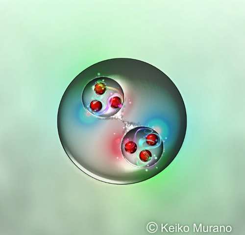Artist impression of the di-Omega particle. Credit: Keiko Murano