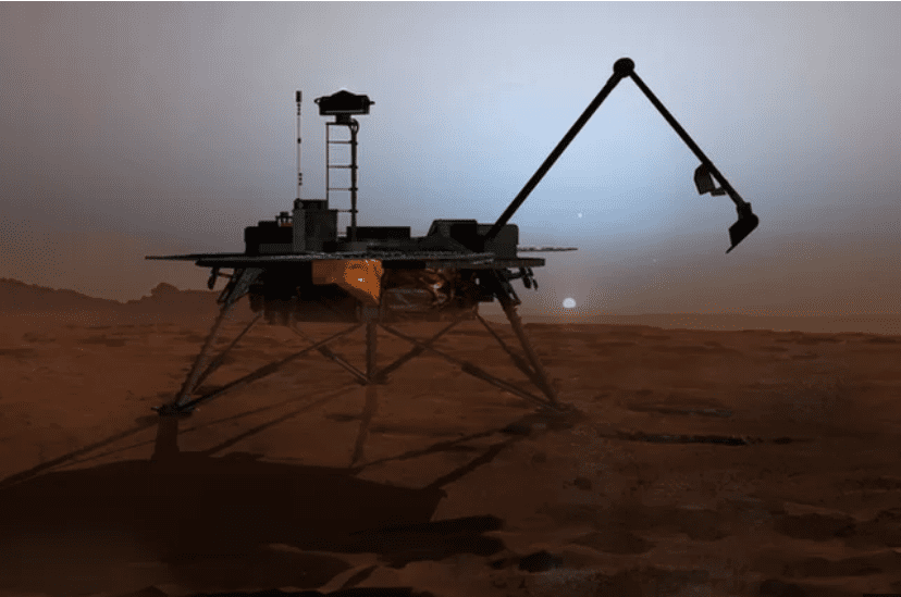 In this artist's illustration, NASA's Phoenix Mars Lander begins to shut down operations as the sunless winter sets in. Image Credits: NASA/JPL-Caltech/University of Arizona.