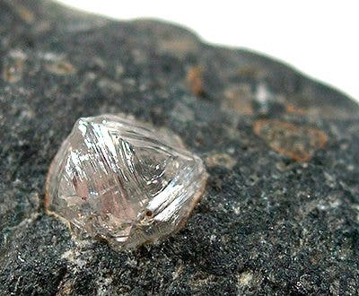 Diamond embedded in a rock matrix. Image credits: 
Rob Lavinsky.