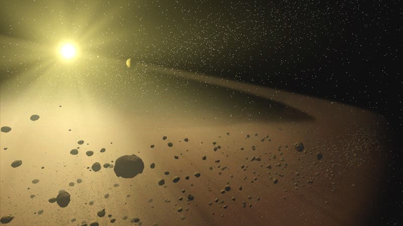 Illustration of an asteroid belt. Credit: NASA.