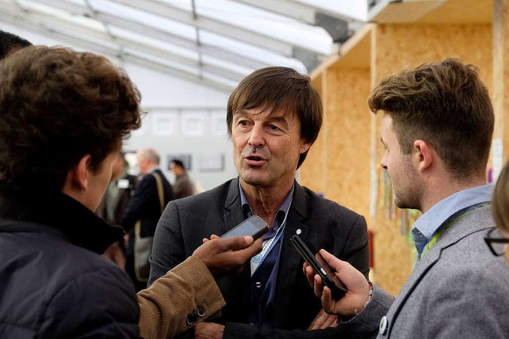 Hulot in 2015, at the signing of the Paris Agreement.