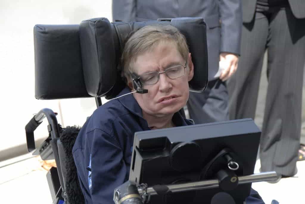Stephen Hawking at Kennedy Space Center Shuttle Landing Facility. Credit: Wikimedia Commons.
