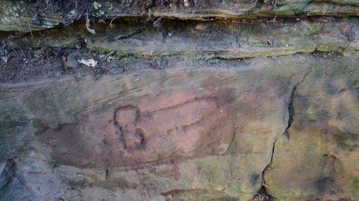 This phallic graffiti from A.D. 207 was discovered at a quarry near Hadrian's Wall by archaeologists from the University of Newcastle. (University of Newcastle).