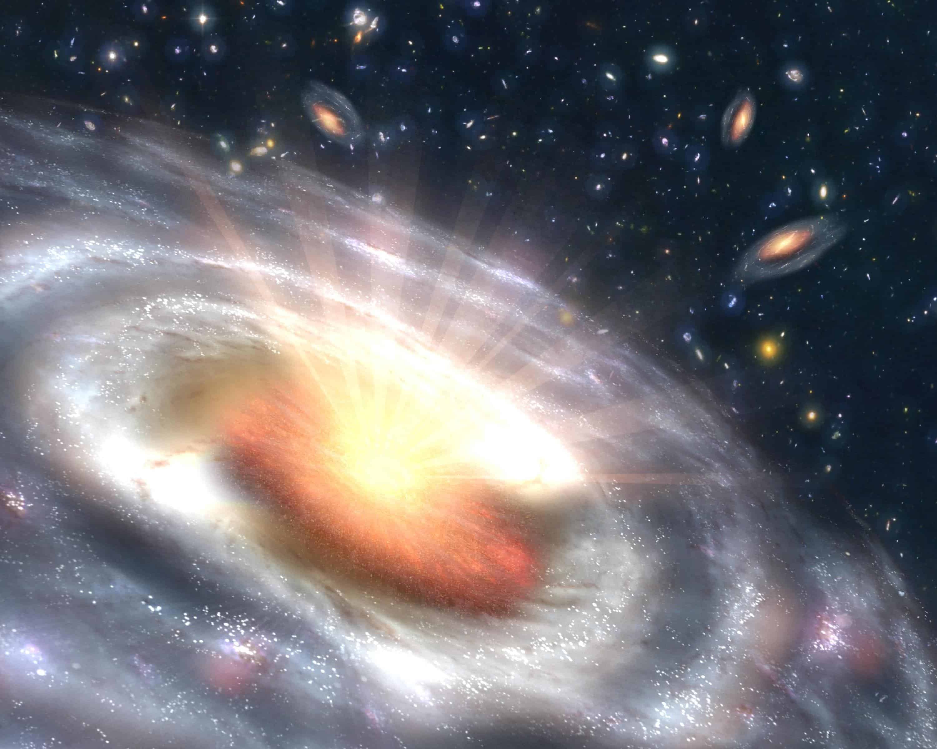 Artistic depiction of quasars. Image credits: NASA / JPL.