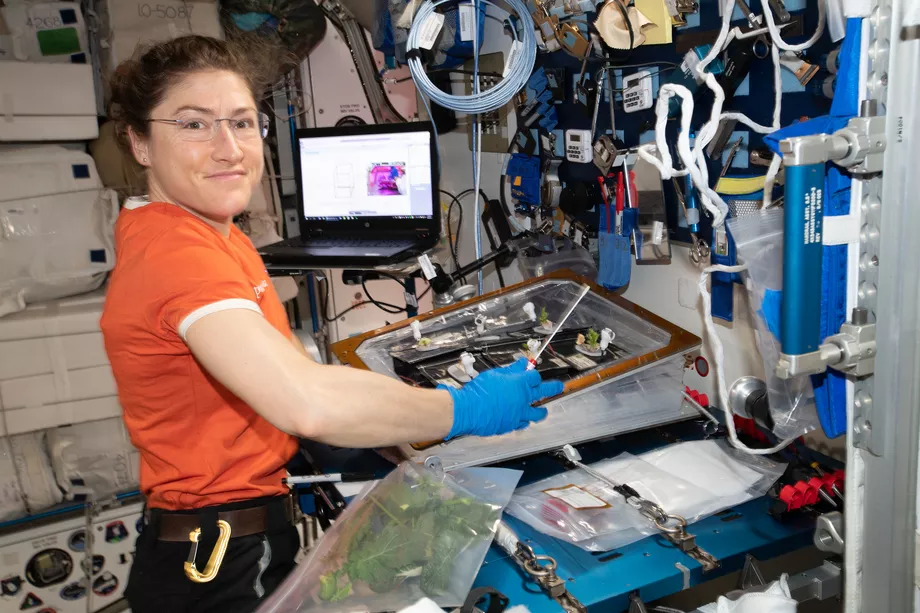 NASA astronaut Christina Koch on board the International Space Station. Image credits: NASA