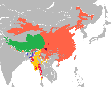 Different branches of Sino-Tibetan languages.