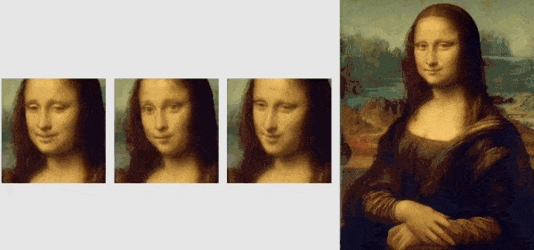 Three different source videos bring da Vinci's Mona Lisa to life. Credit: Samsung.