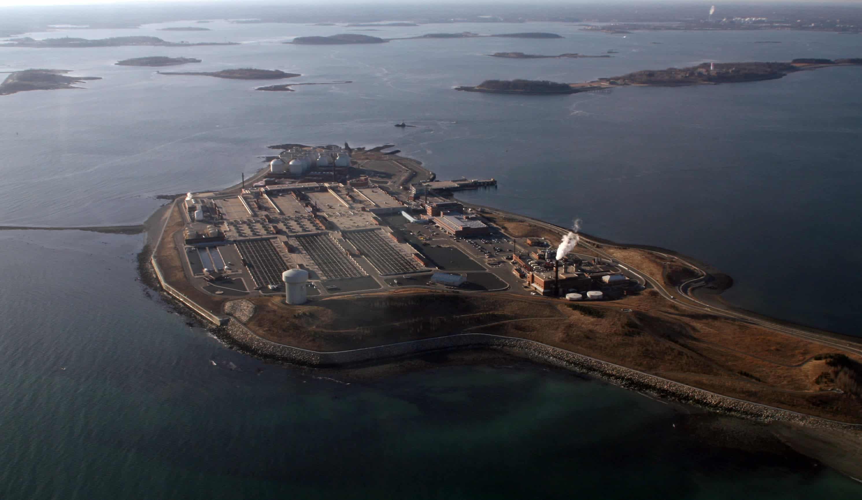 Deer Island wastewater treatment plant. Credit: Wikimedia Commons.