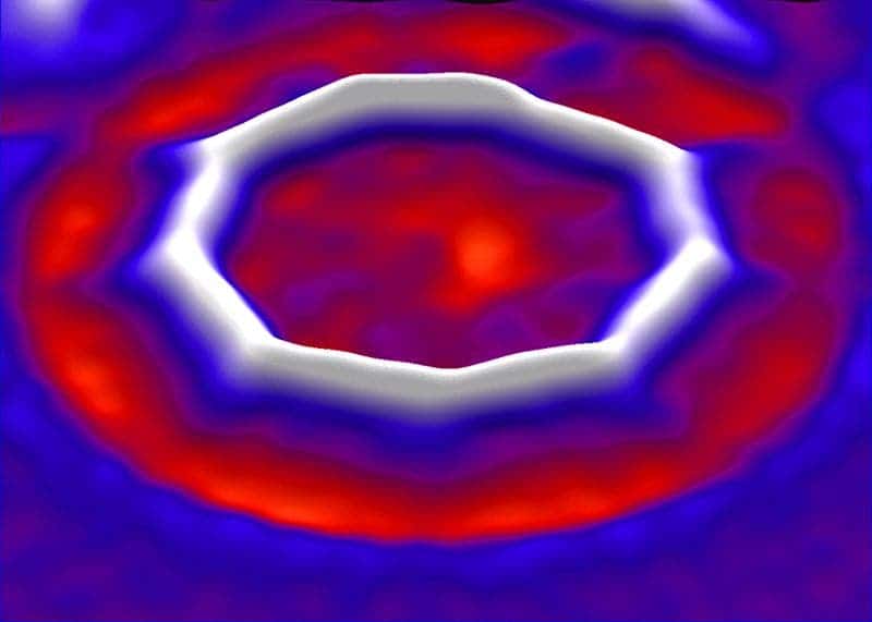 Image of a carbon-18 ring made with an atomic force microscope. Credit: IBM Research.