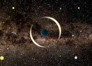 An artist's impression of a gravitational microlensing event by a free-floating planet. (Jan Skowron / Astronomical Observatory, University of Warsaw)