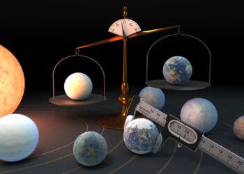 An artist’s view of the TRAPPIST-1 system. The TRAPPIST-1 star is home to the largest batch of roughly Earth-size planets ever found outside our solar system. An international study involving researchers from the Universities of Bern, Geneva and Zurich now shows that the exoplanets have remarkably similar densities, which provides clues about their composition (NASA/JPL-Caltech)