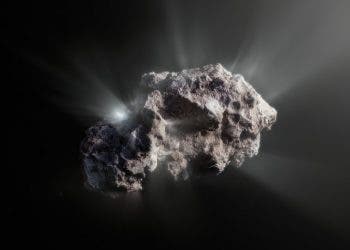 This image shows an artist’s impression of what the surface of the 2I/Borisov comet might look like.  2I/Borisov was a visitor from another planetary system that passed by our Sun in 2019, allowing astronomers a unique view of an interstellar comet. While telescopes on Earth and in space captured images of this comet, we don’t have any close-up observations of 2I/Borisov. It is therefore up to artists to create their own ideas of what the comet’s surface might look like, based on the scientific information we have about it. (SO/M. Kormesser)
