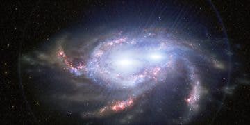 Astronomers have discovered two pairs of quasars in the distant Universe, about 10 billion light-years from Earth. In each pair, the two quasars are separated by only about 10,000 light-years, making them closer together than any other double quasars found so far away. The proximity of the quasars in each pair suggests that they are located within two merging galaxies. Quasars are the intensely bright cores of distant galaxies, powered by the feeding frenzies of supermassive black holes. One of the distant double quasars is depicted in this illustration. International Gemini Observatory/NOIRLab/NSF/AURA/J. da Silva