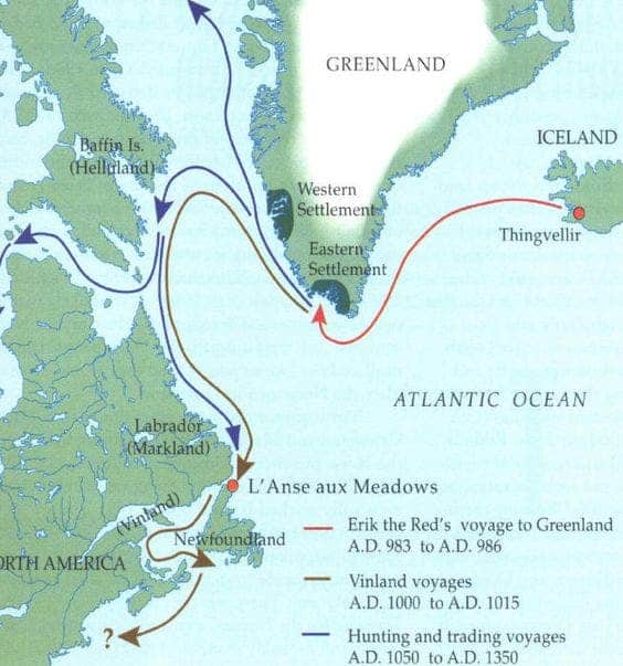 Viking migration route to Newfoundland