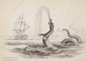 Copperplate engraving of Egede's great sea monster. The Naturalist's Library Sir William Jardine (publisher) Wm. Lizars (principal engraver). London & Edinburgh. Hans Egede (a lutheran missionary) wrote that on the 6 July 1734 his ship was off the Greenland coast. Those on board that day 