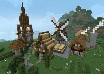 Village Church Landscape Windmill Minecraft