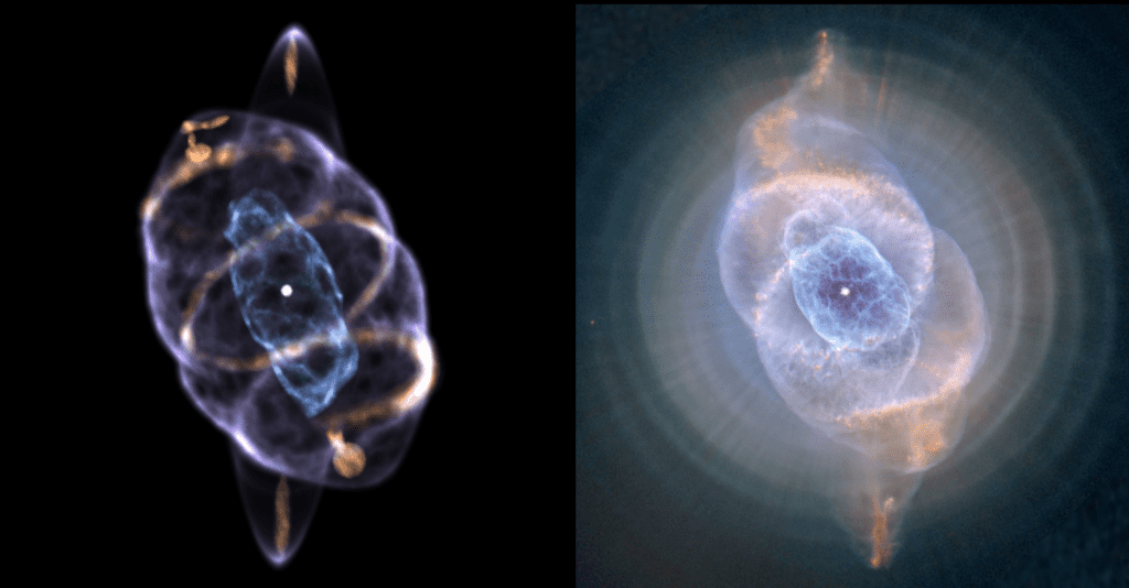Impresionante vista en 3D de la Nebulosa Ojo de Gato revela un sistema estelar doble en su núcleo