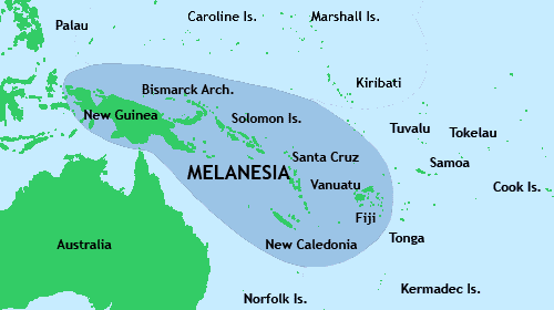 Map of Melanesia.
