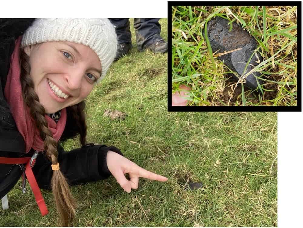 This is the largest whole piece recovered of the Winchcombe meteorite (103 grams), found by citizen scientist Mira Ihasz on an organised search by the UK planetary science community. 