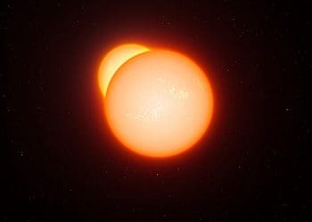 This artist’s impression shows an eclipsing binary star system. As the two stars orbit each other they pass in front of one another and their combined brightness, seen from a distance, decreases. By studying how the light changes, and other properties of the system, astronomers can measure the distances to eclipsing binaries very accurately. A long series of observations of very rare cool eclipsing binaries has now led to the most accurate determination so far of the distance to the Large Magellanic Cloud, a neighbouring galaxy to the Milky Way and crucial step in the determination of distances across the Universe.